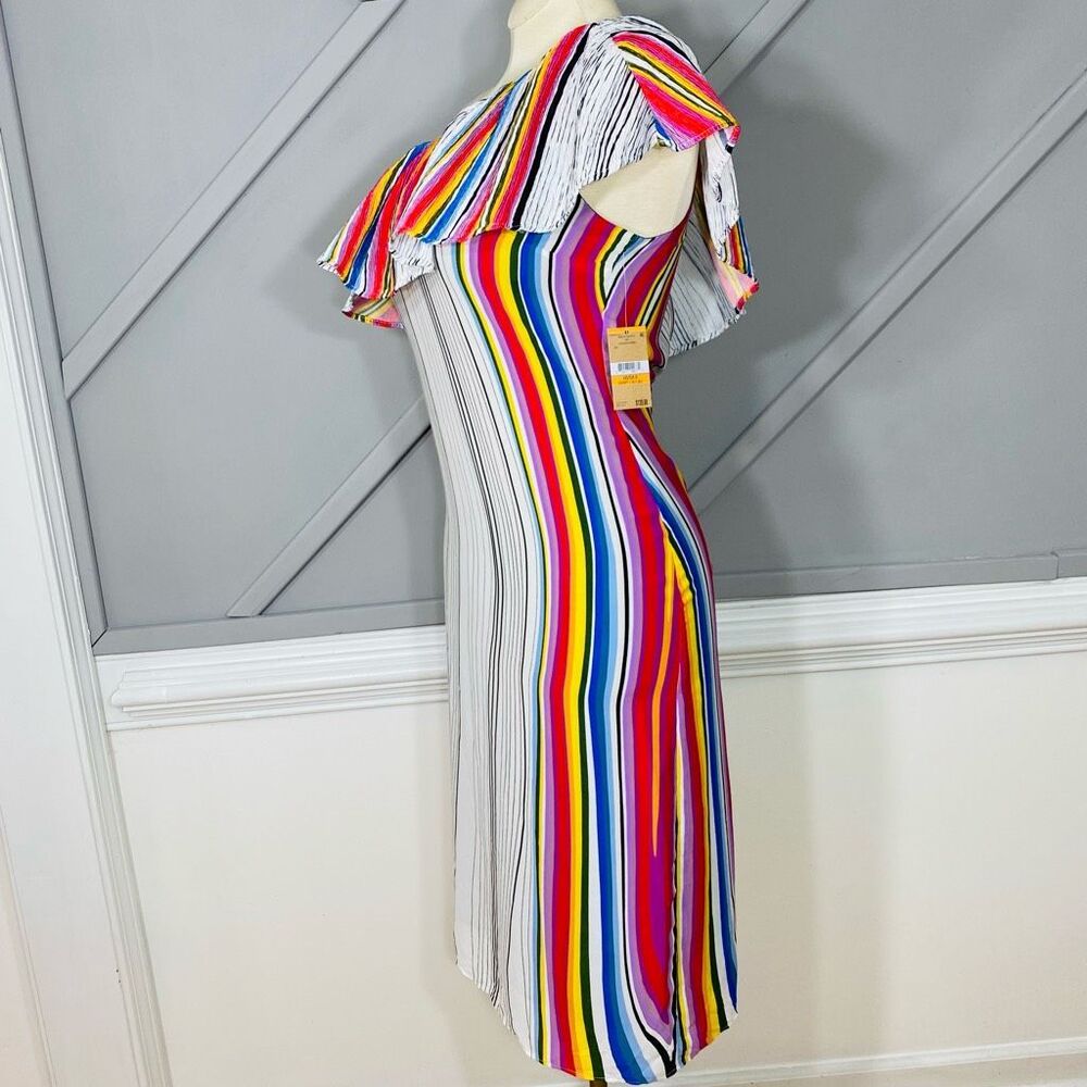 New Rachel Roy Womens Rainbow Striped One Shoulder Dress Women’s Size S - Picture 7 of 13